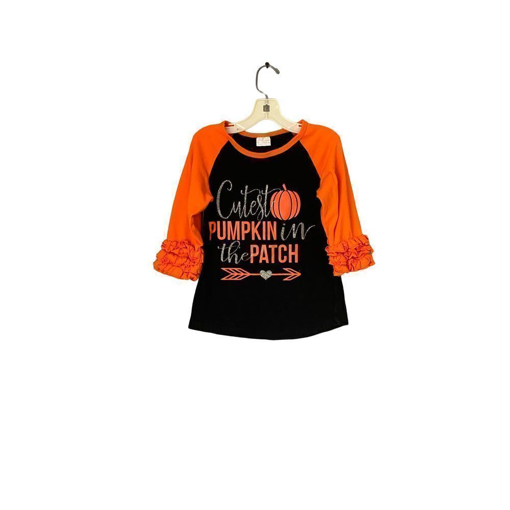 Halloween girls cutest pumpkin in the patch ruffle sleeve Halloween top size XL